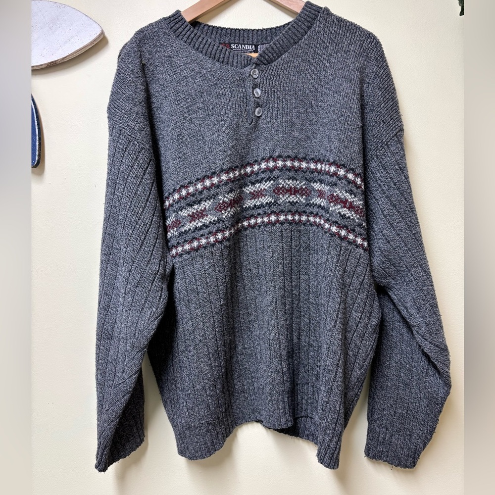 Vintage SCANDIA Nordic Grey Men’s Pullover Sweater XL